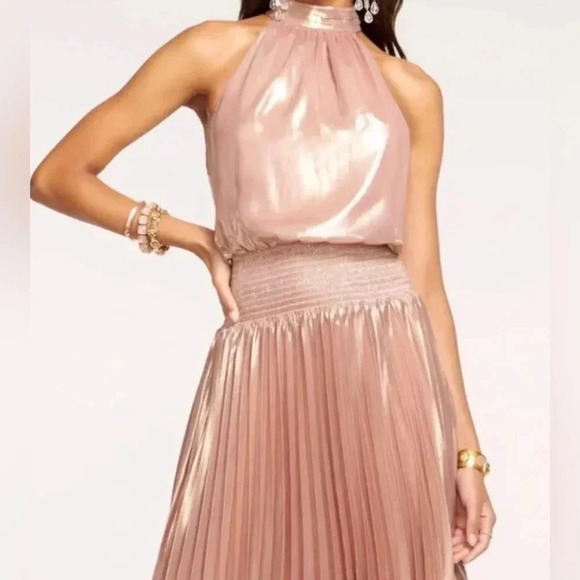 Ramy Brook - Olana Pleated Metallic Midi Dress Size 4 - Picture 5 of 10